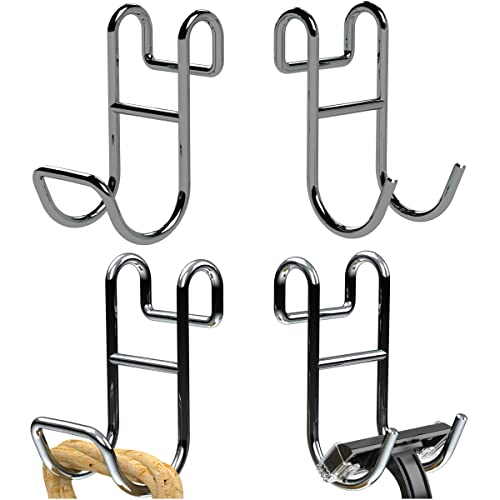 Shower Caddy Hook Helmet Fence Hooks Hook Caddy Hooks for Hanging Wires Hooks for Wire Shelves Heavy Duty Rustproof Hook Utility Hooks 4 Pack Silver - color: Silver 3, size: 2 Closed 2 Open