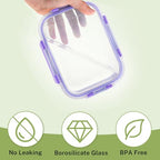 HOMBERKING 8 Pack Glass Food Storage Containers with Lids, Meal Prep Containers, Airtight Bento Boxes with Leak Proof Locking for Microwave, Oven, Freezer and Dishwasher, BPA Free, 5-35oz, purple - color: Purple