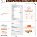 Aheaplus Closet System Set of 2, 4-9Ft Wood Closet Organizer with Drawers & Shelves, Closet Organizer System with 8 Hanging Rods, Walk-in Closets Organizer Wardrobe Closet Rack, White - color: White-2Sets