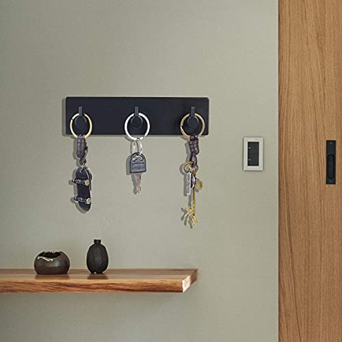 Key Holder (3 Hooks) - Sturdy Self Adhesive Stainless Steel, Matte Black, Wall Mount, Damage Free, Extra Thick, for Keys and Masks, Entryway, Hallway - color: Matte Black