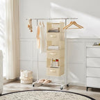 MAX Houser 6 Tier Shelf Hanging Closet Organizer, Closet Hanging Shelf with 2 Sturdy Hooks for Storage, Foldable (Beige-D3) - color: Beige-d3