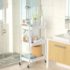 3-Tier Rolling Metal Storage Cart with Wheels, Multi-Functional Organizer for Office, Kitchen, Bathroom, Books Diapers - Easy Assembly (White) - color: White