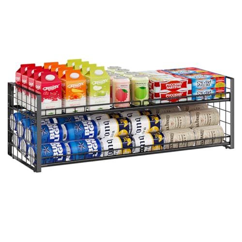 Sbanmao Extra-Long 2-Tier Stackable Can Organizer for Pantry, Sturdy Can Holder for Canned Soup Food Goods Storage up to 64 Cans, Black - style: Long(30'' W)-1 Pack