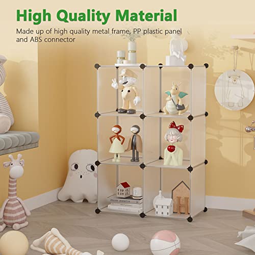 C&AHOME Cube Storage Organizer, 6-Cube Shelves Units, Closet Cabinet, DIY Plastic Modular Book Shelf, Ideal for Bedroom, Living Room, Office, 36.6" L x 12.4" W x 36.6" H Translucent White SBTM3506A - color: Translucent White