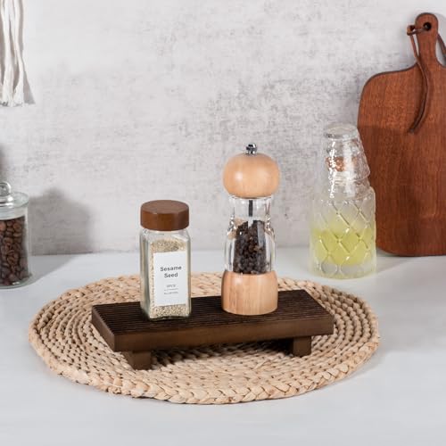 Bathroom Tray Farmhouse Decor Pedestal Stand Wood Riser Display Kitchen Accessories Soap Holder for Sink, Counter, Vanity, 8.7 * 3.6 Walnut - color: Walnut, size: 8.7" x 3.6" x 1.6"