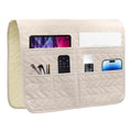 Sofa Armrest Organizer Arm Chair Caddy for Recliner, Remote Control Holder for Recliner, Non-Slip Armchair Caddy with 6 Pockets Storage for Magazine, Tablet, Phone, Beige