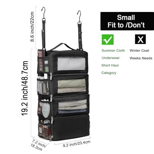 Suitcase Organizer Travel Bags Organizer for Luggage Compression Hanging Packing Cubes for Travel Carry on Closet (Bag Only) - color: Black, size: Small
