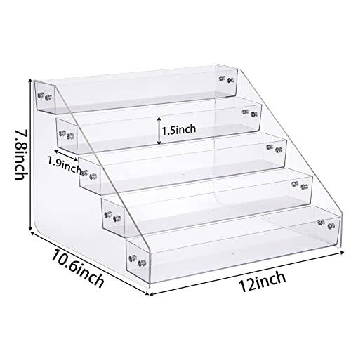 Acrylic Spice Rack, Tiered Spice Rack Shelf Seasoning Organizer for Countertop, Cabinet, Pantry, Kitchen Storage - 5 Tier, 2PCS - color: 2PCS, size: 5Tier