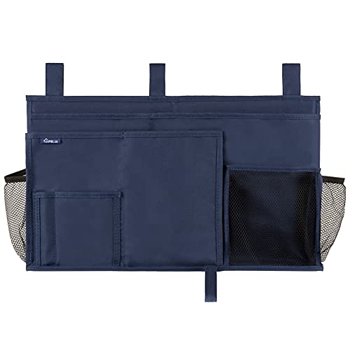 Surblue Caddy Hanging Organizer Bedside Storage Bag for Bunk and Hospital Beds, Blue, L - color: Blue, size: Large