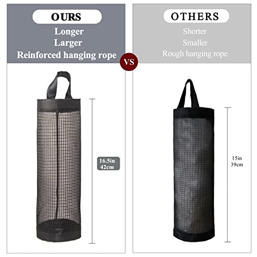 TOGETRUE Plastic Bag Holder, Grocery Bag Holder Mesh Hanging Storage Bag Dispenser (Black 2 Packs) - color: Black 2 Packs