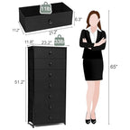Crestlive Products Tall Dresser, 7-Drawer Wide Fabirc Storage Tower, Chests of Drawers - Vertical Organizer Unit for Bedroom, Hallway, Entryway, Nursery, Wood Top, Closets with Handles (Black) - color: Black, style: Wide-7 Drawers