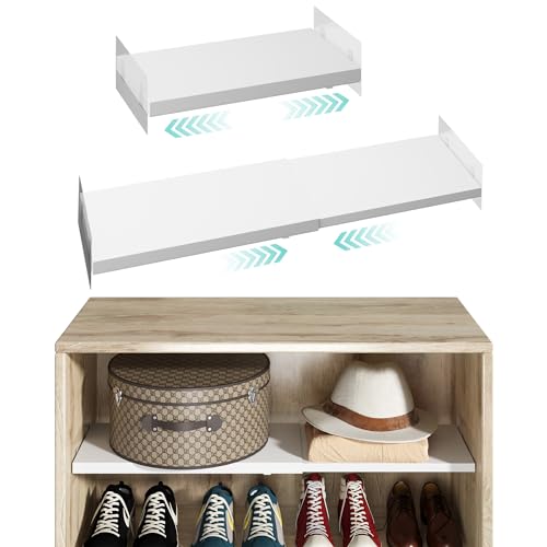 2Pack Expandable Closet Tension Shelves Organizers, Heavy-Duty Metal Tension Shelf, Adjustable Locker Shelf Cabinet for Closets Wardrobe Pantry Cupboard Kitchen Laundry - size: 2Pack/Normal, Large, W11.8" x L(17 "~ 31.5")