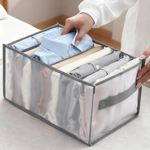 Wardrobe Clothes Organizer 9Grids Visible Closet Organizers Compartment Storage Box with Mesh Separation(black) - color: Black, size: 9 Cell