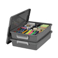 IRIS USA 6 Qt. Plastic Craft Storage Container Bins with Lids, 2 Pack, Small Art & Office Supply Organizer Tote, Sensory Bins & Boxes for Home & University, Stackable, Secure Latch Buckles, Gray - size: 6 Qt. - 2 Pack