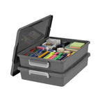 IRIS USA 6 Qt. Plastic Craft Storage Container Bins with Lids, 2 Pack, Small Art & Office Supply Organizer Tote, Sensory Bins & Boxes for Home & University, Stackable, Secure Latch Buckles, Gray - size: 6 Qt. - 2 Pack
