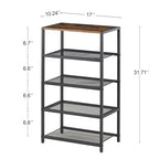 Narrow Shoe Rack for Front Door Entrance, Entryway, and Closet Shoe Organizer with 4 Sturdy Metal Mesh Shelves and Wooden Top, Holds 10 Pairs, Ideal for Storage or Display - size: 17"D x 10.24"W x 30.7"H