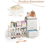 Cidaziya Expandable Closet Organizers and Storage, White Fabric Storage Dresser, 3 Drawer Dresser, Clothes Shelves for Kids, Purse Organizer Small Shoe Rack for Closet Bedroom - size: 31.29~ 43.42"W*11.41"D * 24.01"H