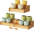 Hongtamoya 2-Tier Expandable Bamboo Coffee Mug Holder, Mug Organizer for Kitchen Cabinets, Mug Cup Rack, Multi-Functional Cup Holder Shelf, Coffee Bar Organizer, Home - size: (11.61~22.44'')L*8.86''W*4.53''H