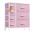 DWVO Dresser for Bedroom, 7 Drawers Fabric Dresser, Organizer Unit for Living Room, Hallway, Closets - Sturdy Steel Frame, Wooden Top & Easy Pull Fabric Bins, Pink - color: Pink, style: 7-Drawer