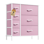 DWVO Dresser for Bedroom, 7 Drawers Fabric Dresser, Organizer Unit for Living Room, Hallway, Closets - Sturdy Steel Frame, Wooden Top & Easy Pull Fabric Bins, Pink - color: Pink, style: 7-Drawer