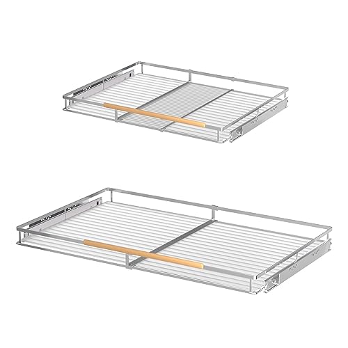 Expandable Pull Out Drawer Cabinet Organizers, Heavy Duty Slide Out Storage Shelf for Home Kitchen Pantry Cupboard Pots Pans, Adjustable Width from 23.2"~39.9", Stainless Steel 2 Pack - color: 2 Pack, size: X-Large (23.2"~39.9") W x 22.3" D