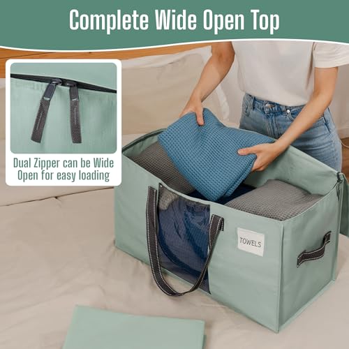 VENO 6 Pack Heavy Duty Moving Bags, Clothes and Comforter Storage Bags with Clear Window, College Dorm Essentials Packing Supplies, Foldable Boxes Alternative (Light Green Matte, 6 Pack) - color: Light Green Matte, size: 6 Pack
