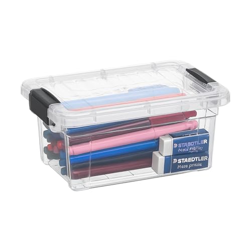 Superio Clear Storage Box with Lid, 1.85 Quart Plastic Container Bins for Organizing, Stackable Crates, BPA Free, Non Toxic, Odor Free, Organizers for Home, Office, School, and Dorm - size: 1.85 Qt