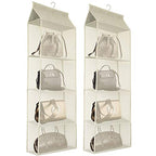 Closet Handbag Purse Holder, Space Saving Hanging Handbag Storage Tote Bag Organizer Holder with 4 Large Heavy-Duty Mesh Shelves for Wardrobe Closet(Pack of 2 Beige) - color: Pack of 2 Beige