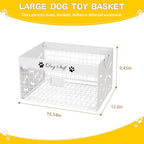 Bfttlity Dog Toy Basket - Large Dog Toy Box with Handles and Label Position Design for Living Room, Metal Dog Toy Bin Storage for Dogs Chew Pets Toys, Blankets, Clothes, Food (White) - color: Large White