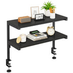 IBUYKE Clamp on Desk Shelf, 22.8” Large Desk Extender Shelves,Tool-Free Flexible Repositioning and Adjustable 2-Tier Storage Shelves for Desktop Accessories Below Desk TMZ010B - color: Black