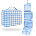 VANDEL Waterproof Hanging Toiletry Bag [TSA-Approved] Hanging Makeup Organizer Bag, Cosmetic Travel Bags for Women, Makeup Case Toiletries Organizer Hygiene Bathroom Shower Caddy - Blue Gingham - color: Blue Gingham