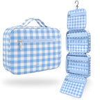VANDEL Waterproof Hanging Toiletry Bag [TSA-Approved] Hanging Makeup Organizer Bag, Cosmetic Travel Bags for Women, Makeup Case Toiletries Organizer Hygiene Bathroom Shower Caddy - Blue Gingham - color: Blue Gingham