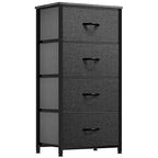 YITAHOME Storage Tower with 4 Drawers - Fabric Dresser, Organizer Unit for Bedroom, Living Room, Closets - Sturdy Steel Frame, Easy Pull Fabric Bins & Wooden Top - color: Cool Black Grey Ash, style: 4-Drawer