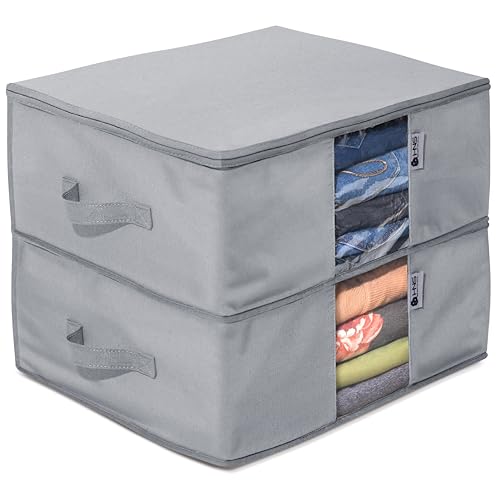Cedar Clothes Storage Bag Organizer – Protects from Moths, Moisture, Dirt & Dust – Set of 2 Underbed Storage Bags for Clothes, Cashmere Sweaters, Bedding & More - Underbed Storage - Grey - color: Grey
