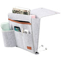 Surblue Bedside Caddy Felt Bedside Storage Organizer with Water Bottle Holder for TV Remote Control Phone Glasses Magazine 7 Pockets(Light Grey) - color: Lightgrey
