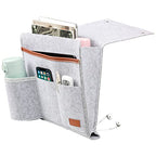 Surblue Bedside Caddy Felt Bedside Storage Organizer with Water Bottle Holder for TV Remote Control Phone Glasses Magazine 7 Pockets(Light Grey) - color: Lightgrey