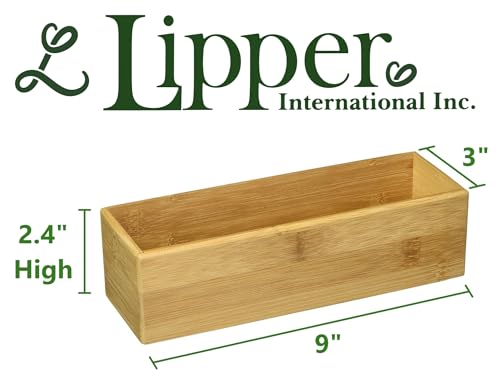 Lipper International 8381 Bamboo Wood Stacking Drawer Organizer Box, 9" x 3" - size: Extra Small, 9" x 3"