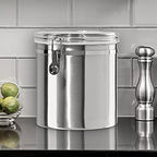 Oggi Stainless Steel Kitchen Canister 152oz + Oggi Jumbo 8" Stainless Steel Flour Clamp Canister - color: Stainless Steel, size: 152 Fluid Ounces, style: Airtight Canister + Storage Container