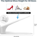 One-Piece Shoe Slot Organizer 10 Pack, Space-Saving Stackers for Closet, Entryway & Shoe Rack | No Assembly Needed - color: White