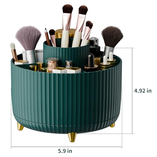 fanado 360° Rotate Makeup Brush Holder Organizer, Makeup Organizers Countertop, Makeup organization and Skincare Storage for Vanity, Desktop, Bathroom (Green) - color: Green