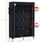 CASAMAYA Portable Closet, 34 Inch Large Capacity Wardrobe Closet with Cover, Clothes Storage Organizer with Shelves and 2 Hanging Rods, Easy to Assembly, Black PCT202B01 - size: 34"L x 17.7"W x 70.9"H