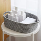 Woven Cotton Rope Storage Basket, Cube Changing Table Organizer for Closet Towels, Baby Nursery Bin, Small Dog Cat Toy Box, Gift Baskets empty (14.5"x 11"x 5") by CIKI HOME - color: grey