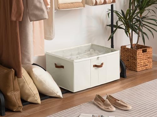 StorageWorks Shoe Organizer for Closet, Fits up to 24 Pairs, Shoe Cubby Storage Containers with Adjustable Dividers and Clear Cover, Beige - color: Beige, size: Large