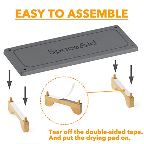 SpaceAid DryingNeat Sink Organizer, Instant Dry Sink Caddy Organizers, Kitchen Sponge Soap Holder Dispenser, Countertop Fast Drying Rack (Bamboo Feet, Dark Gray) - color: Dark Gray