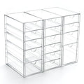 Prsildan Acrylic Drawer Organizer with 15 Drawers, Makeup Craft Office Desk Organizers Accessories, Set of 3 Clear Stackable Storage Drawers for Vanity, Countertop, Jewelry, Art Supply Organization - style: 15 Drawers