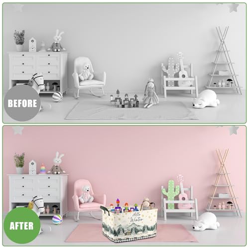 Geelin 3 Pcs Christmas Winter Baskets Wonderland Storage Basket for Gifts Collapsible Waterproof Canvas Xmas Reindeer Storage Bin Organizer with Handles for Book Closet Shelf Nursery Decor - style: Christmas Winter