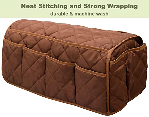 Armchair Caddy for Recliner Organizer Brown Coffee Sofa Armrest Organizer with 14 Pockets for Armchair Remote Control Holder Phones Ipads Keys Books Glasses Storage - color: Coffee