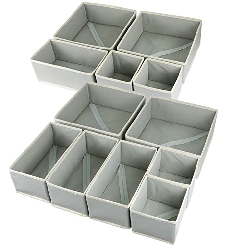 Fordonral 12 Pack Drawer Organizer Clothes, Foldable Fabric Dresser Organizer Closet Organizers and Storage Box for Underwear,Folded Clothes,Baby Clothing,Socks,Bra,Towels,Ties(12 Pack,Gray) - color: Gray, size: 12 Pack