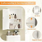 Bonnlo White Mirrored Medicine Cabinet - Wall Mounted Bathroom Storage Organizer with Single Door, 2 Adjustable Shelves & Magnetic Lock, Reversible Small Vanity Cabinet for Over the Toilet/Sink - size: Small - Mirrored