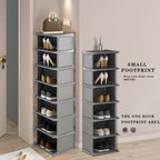 AFOORD Narrow Shoe Rack12Tiers, Tall Skinny Shoe Organizer, Small Space and Vertical Shoe Rack, Suitable for Entryway,Hallway,Closet, Corner, Bedroom and Garage Shoe Shelf (Classic Grey